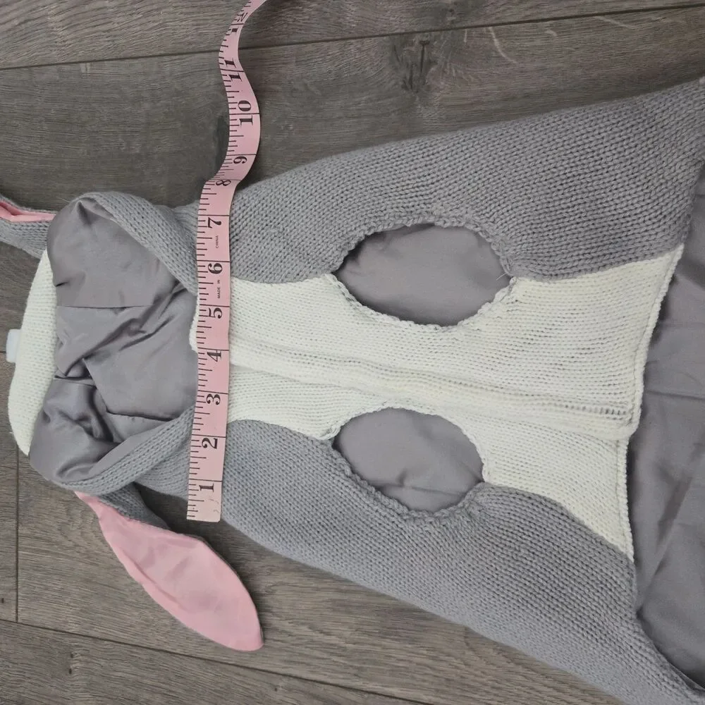 Moonlight Manor Bunny Dog Costume Knit Hooded Sweater Grey Easter Medium Large